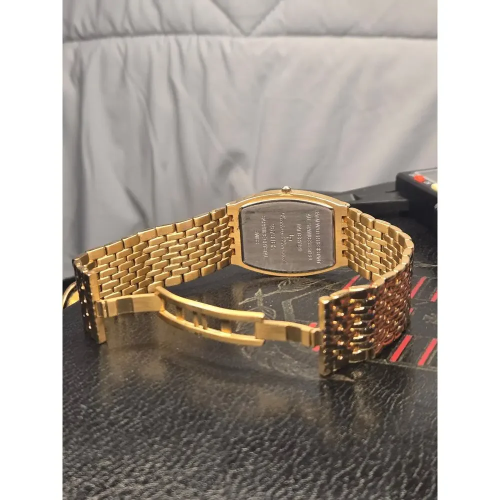 Lucien Piccard Men's Gold Dress Swiss Sapphire Crystal